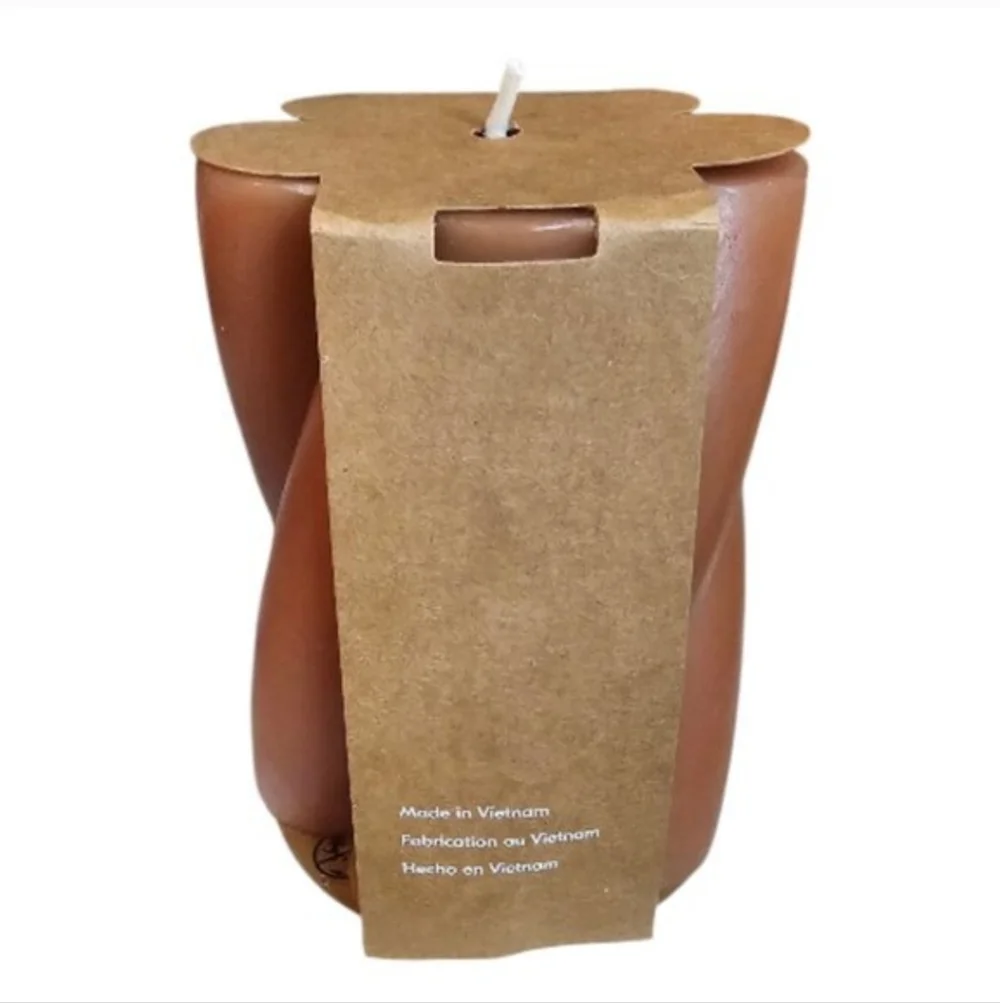 MSS West Elm Twist Pillar Candle In Clay - Nwt